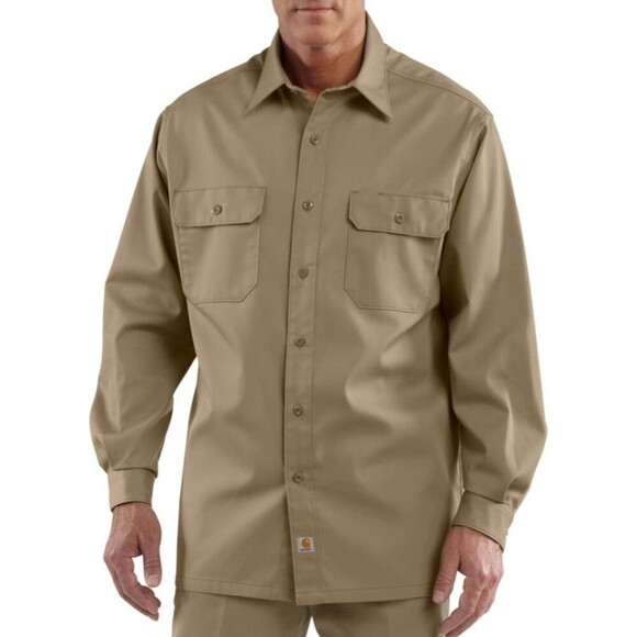 NWT Carhartt Shirt Mens XL Khaki Twill Button Up Long Sleeve Chest Pockets Work - Picture 10 of 10